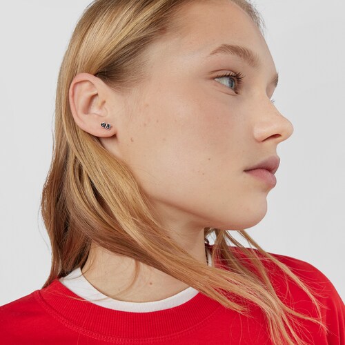 Boucles d&rsquo;oreilles Motif en Or Vermeil rose avec Spinelles