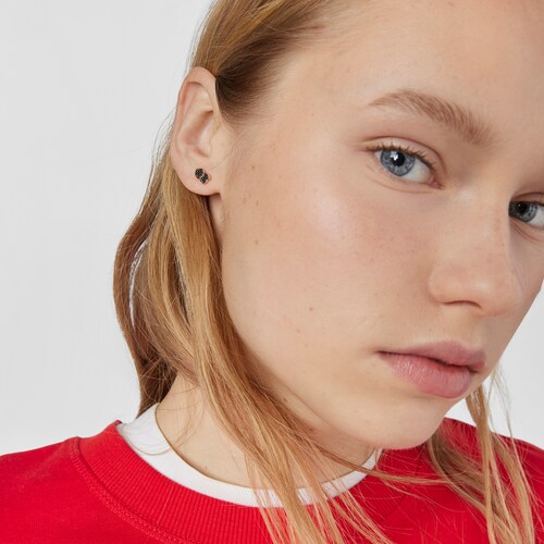 Boucles d&rsquo;oreilles Motif en Or Vermeil rose avec Spinelles