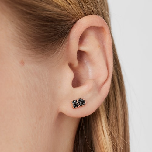 Boucles d&rsquo;oreilles Motif en Or Vermeil rose avec Spinelles