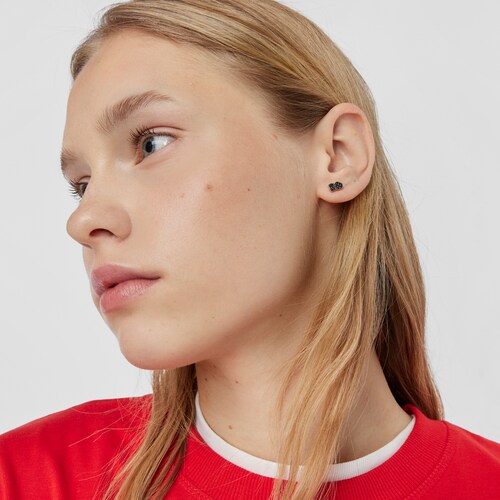 Boucles d&rsquo;oreilles Motif en Or Vermeil rose avec Spinelles