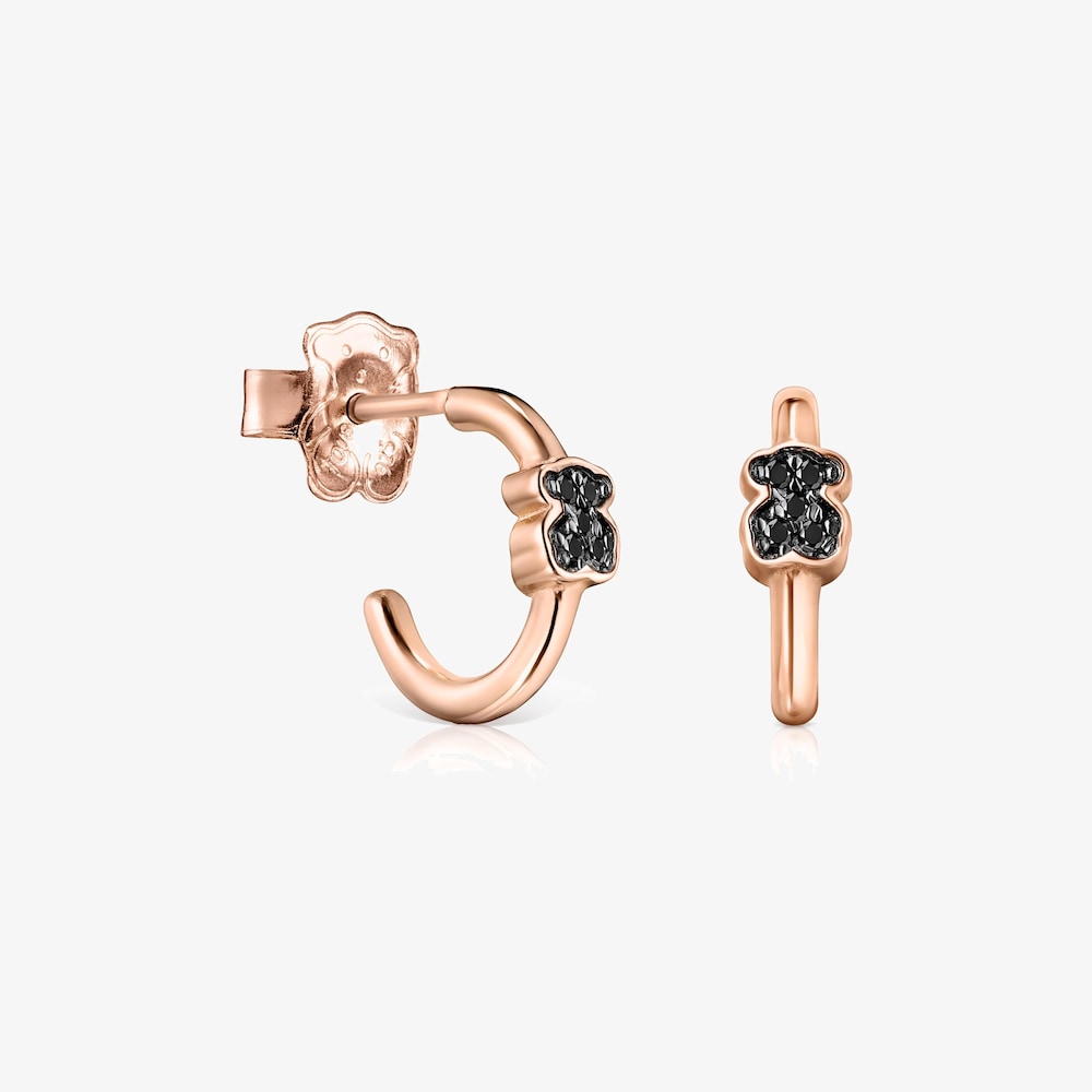 TOUS Motif hoop Earrings in Rose 18K gold vermeil with Spinels