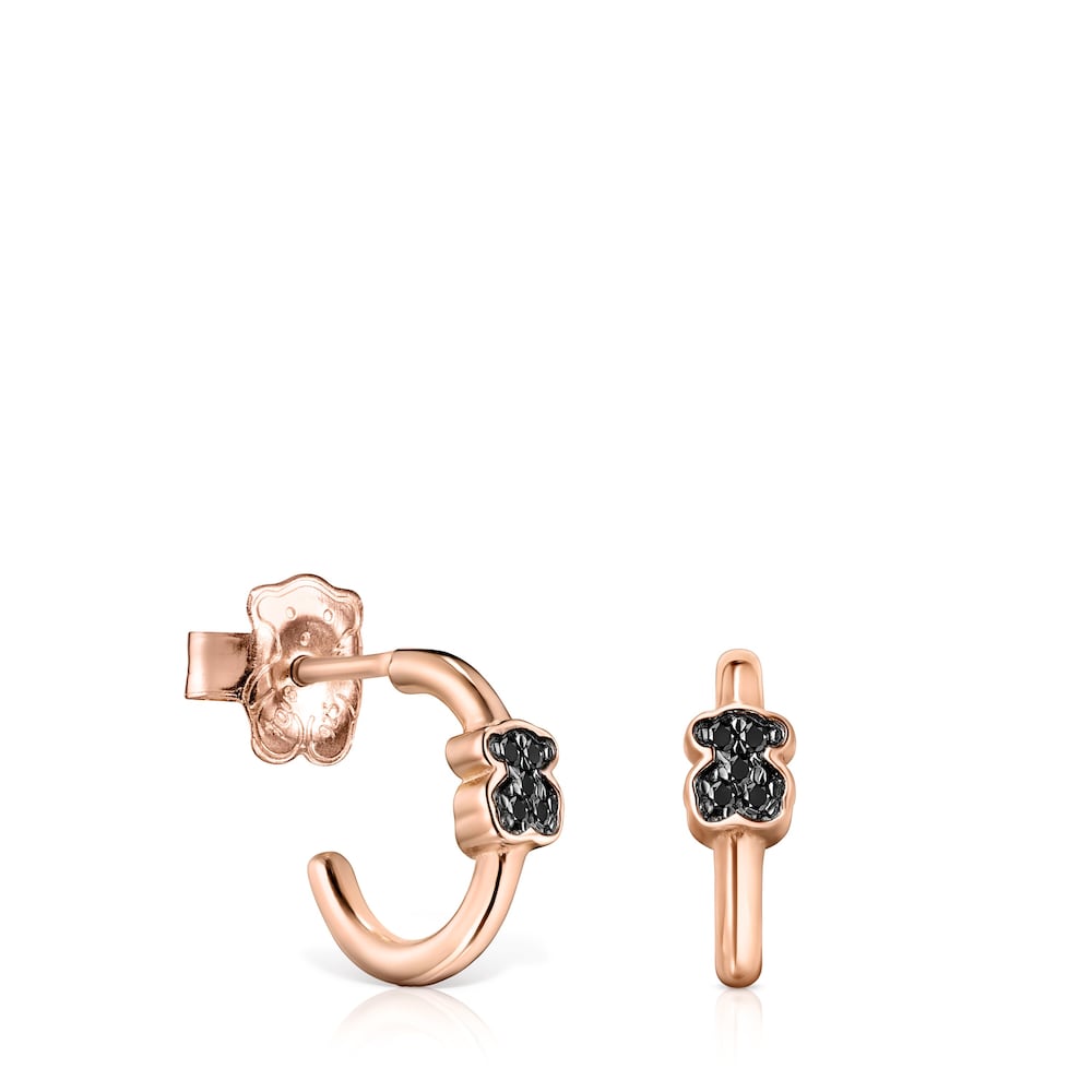 TOUS Motif hoop Earrings in Rose Silver Vermeil with Spinels