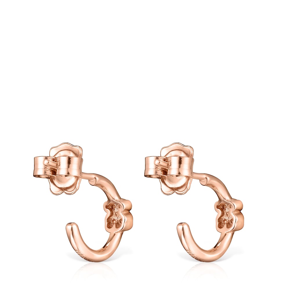 Pendientes aro con baño de oro rosa 18 kt sobre plata y oso y espinelas Motif image number 2