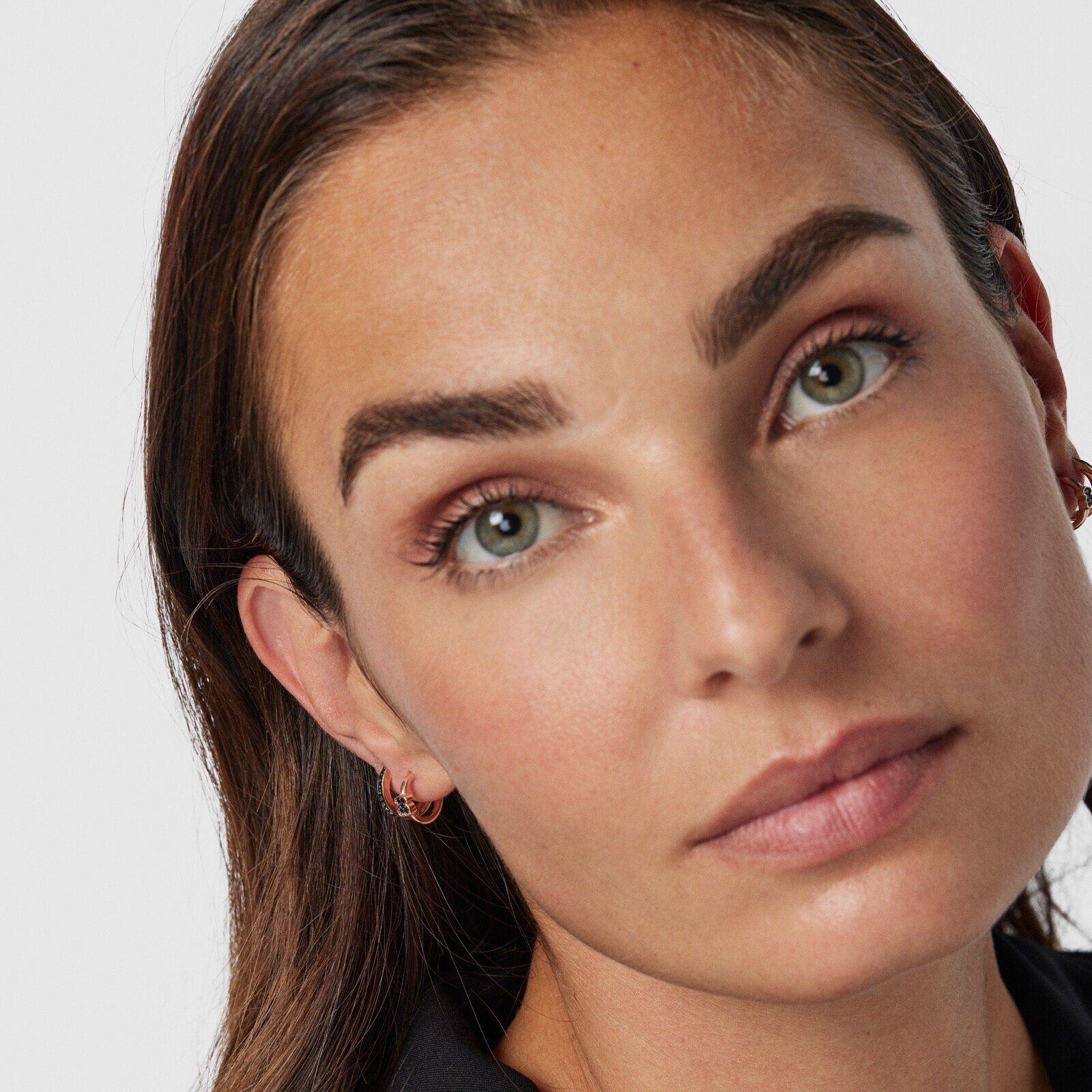 TOUS Motif hoop Earrings in Rose Silver Vermeil with Spinels