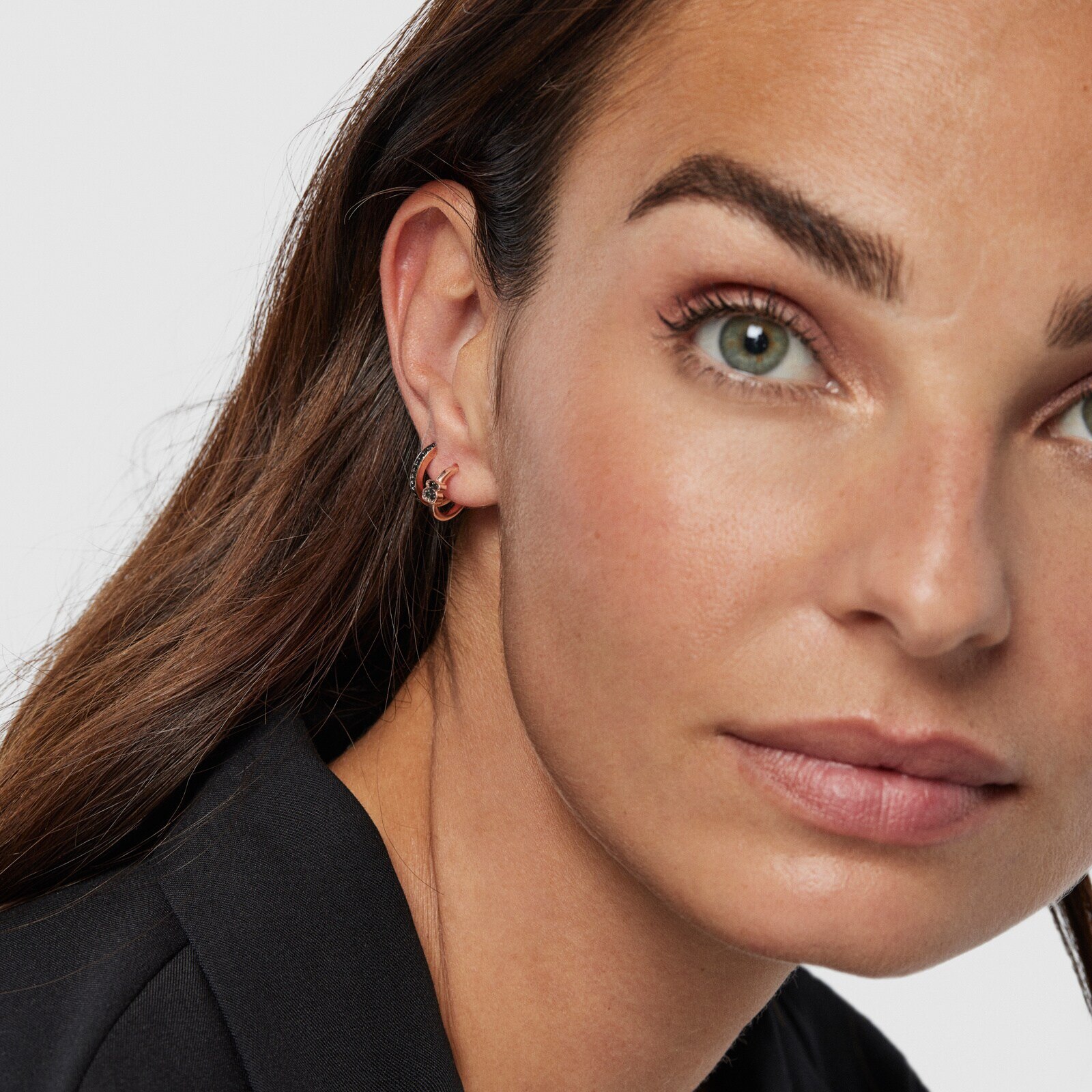 TOUS Motif hoop Earrings in Rose Silver Vermeil with Spinels