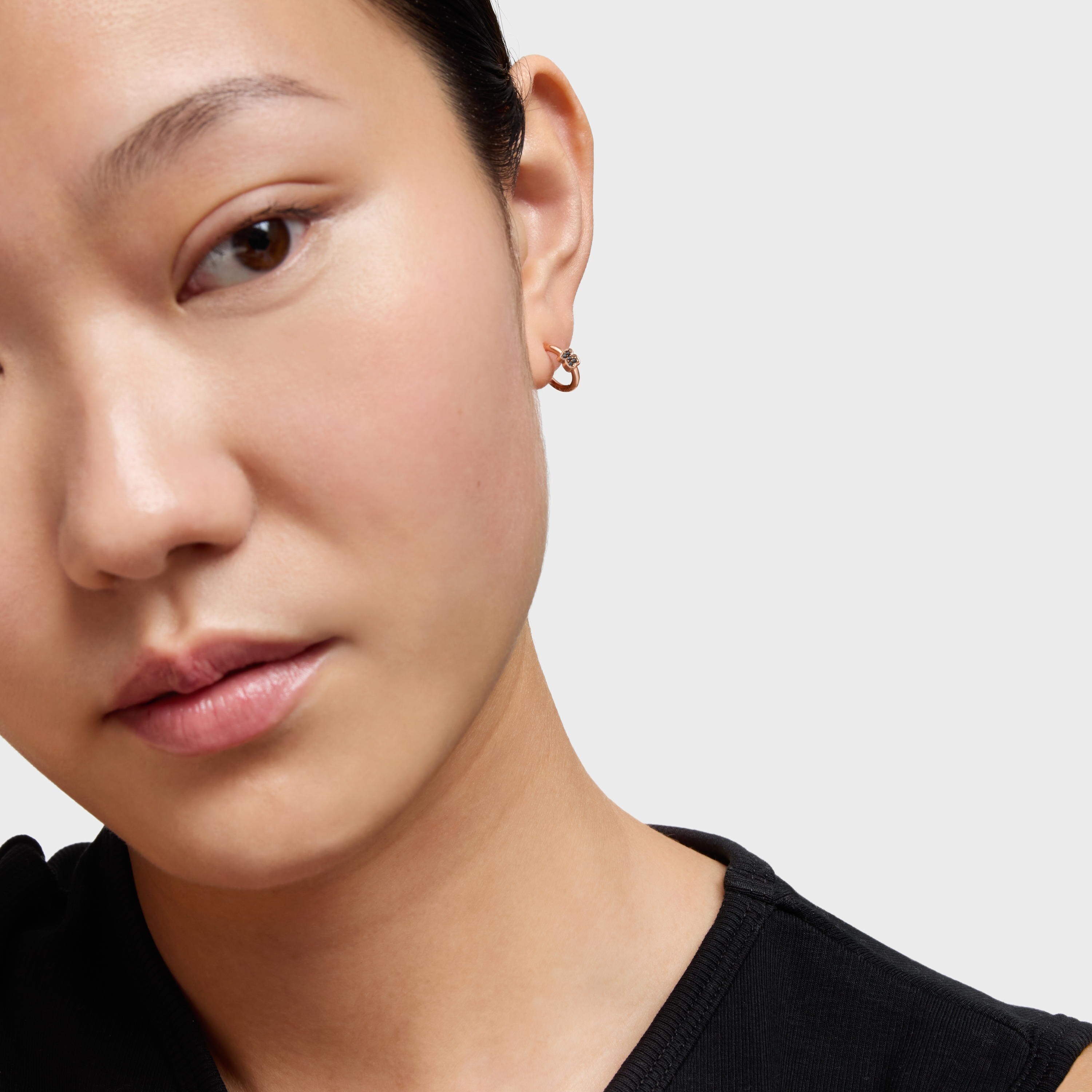 TOUS Motif hoop Earrings in Rose Silver Vermeil with Spinels