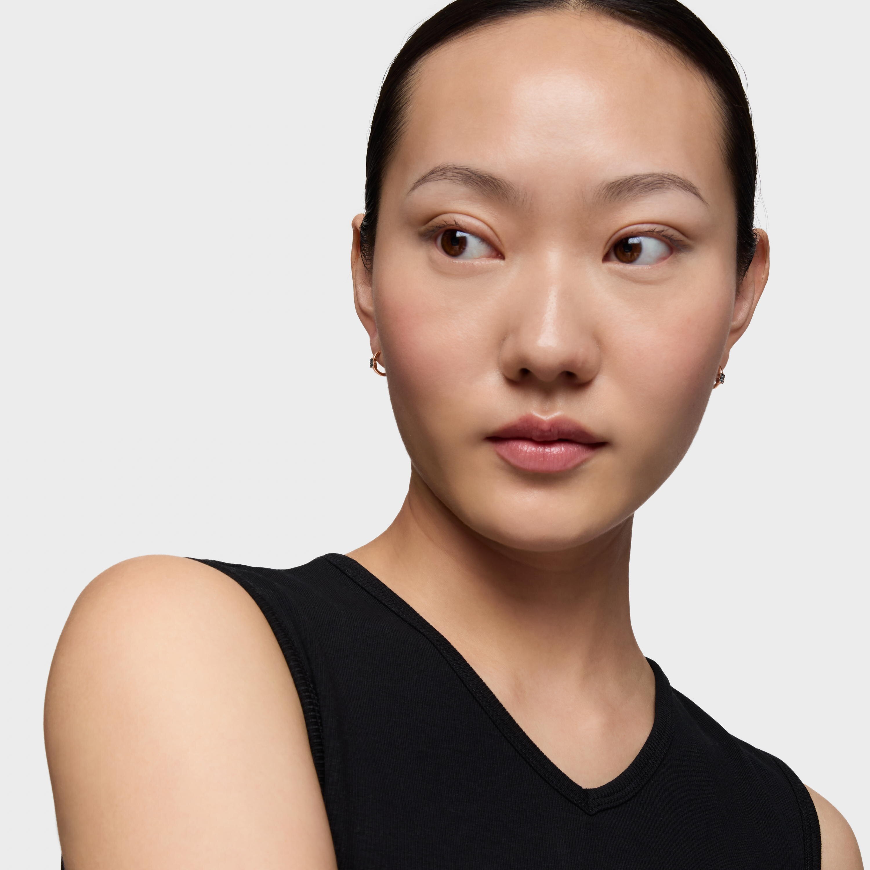 TOUS Motif hoop Earrings in Rose Silver Vermeil with Spinels