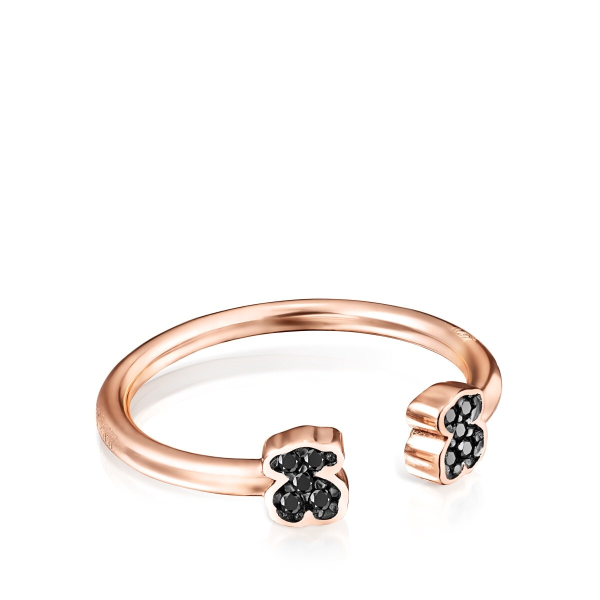 Anillo abierto de plata vermeil rosa con espinelas motivo oso Motif