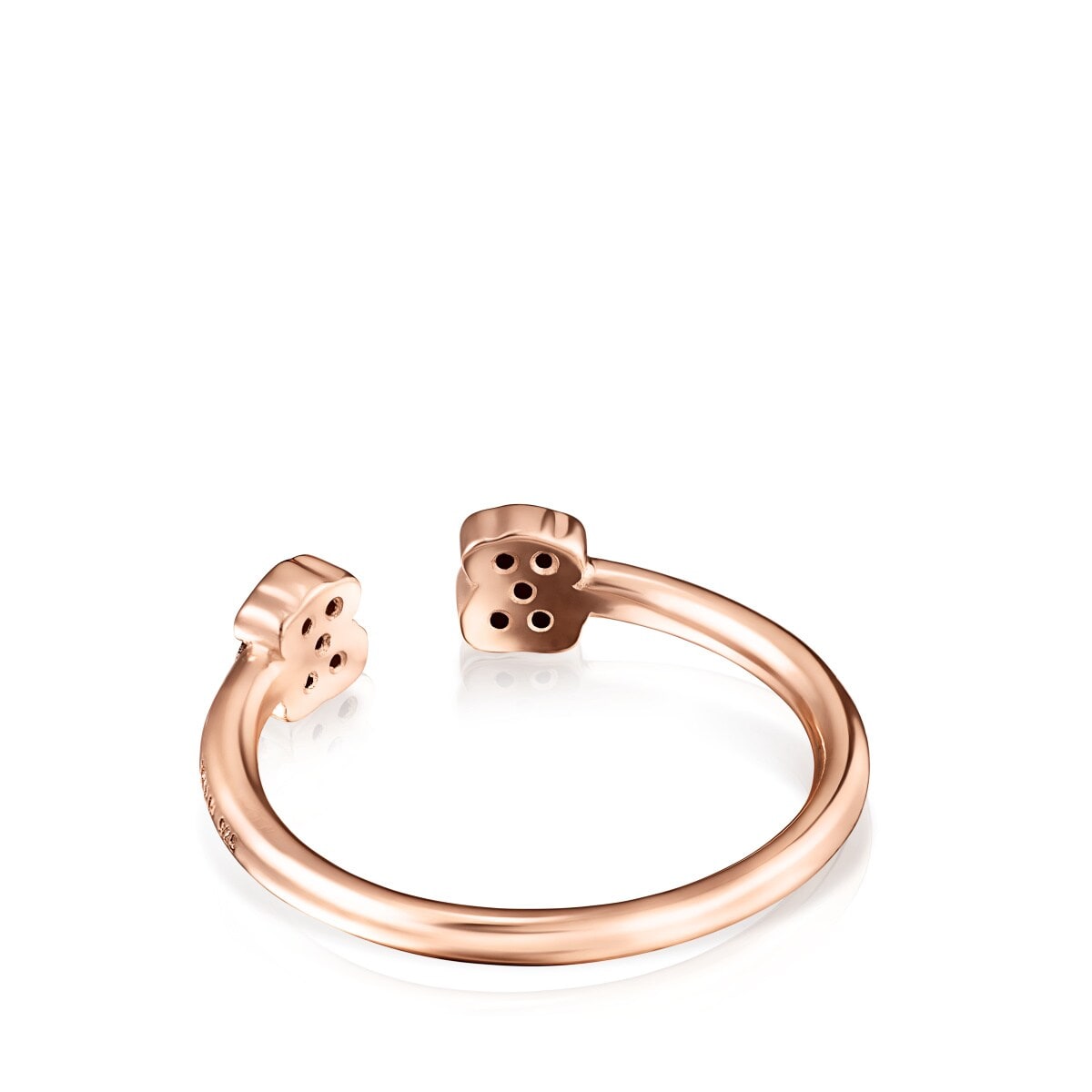 Anillo abierto de plata vermeil rosa con espinelas motivo oso Motif