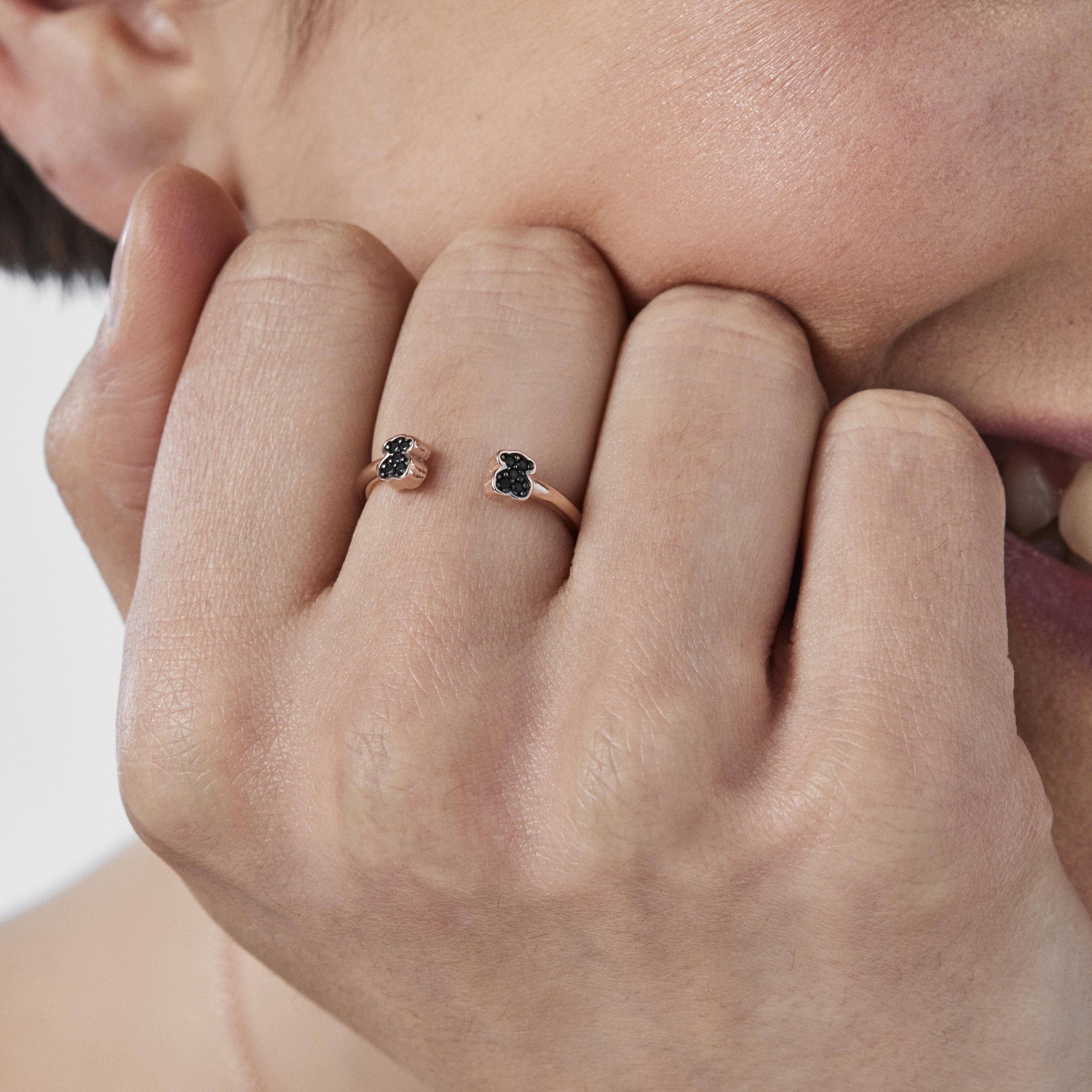 TOUS Motif open Ring Rose Silver Vermeil with Spinels