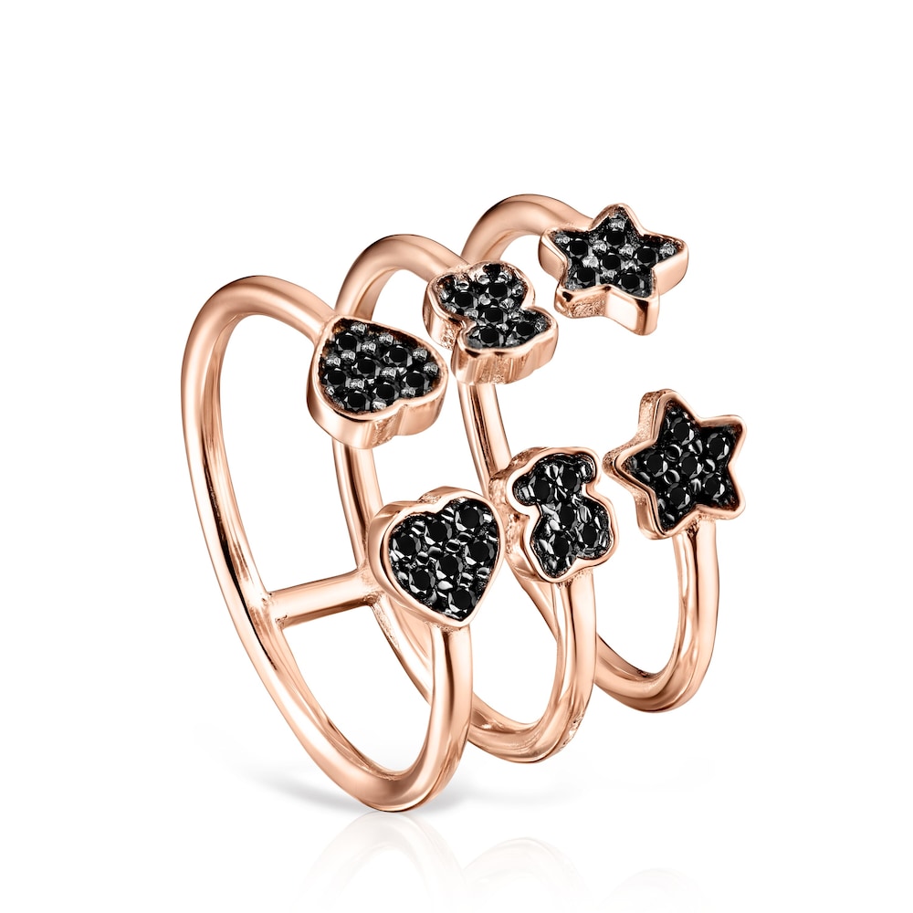 Anillo abierto Motif con ba&ntilde;o de oro rosa 18 kt sobre plata con Espinelas image number 0