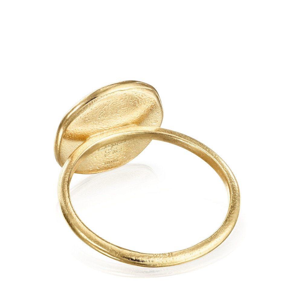 Anillo con ba&ntilde;o de oro 18 kt sobre plata con n&aacute;car La XIII