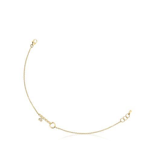 Gold San Valentín key Bracelet with Diamonds