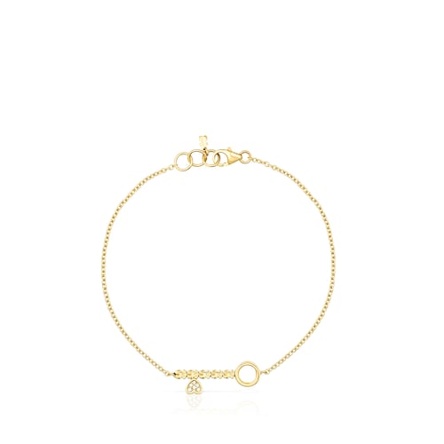 Gold San Valentín key Bracelet with Diamonds