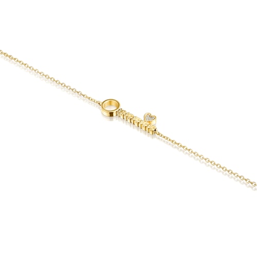 Gold San Valentín key Bracelet with Diamonds