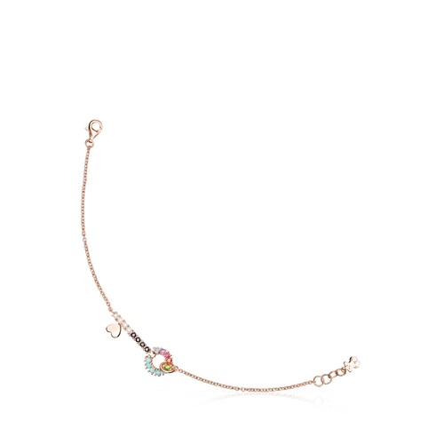 San Valent&iacute;n key Bracelet in Rose Silver Vermeil with Gemstones image number 0