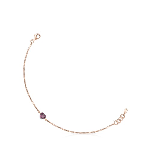 Herz-Armband San Valent&iacute;n aus Vermeil-Ros&eacute;gold mit Rubin