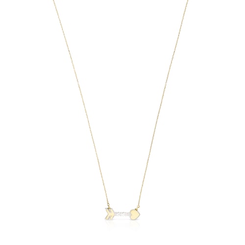Gold San Valentín arrow Necklace with Mother-of-pearl