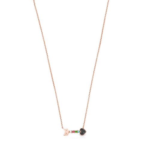 San Valentín arrow Necklace in Rose Silver Vermeil with Gemstones image number 0
