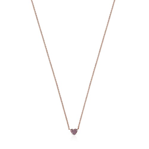 Collar corazón con baño de oro rosa 18 kt sobre plata y rubí San Valentín image number 0