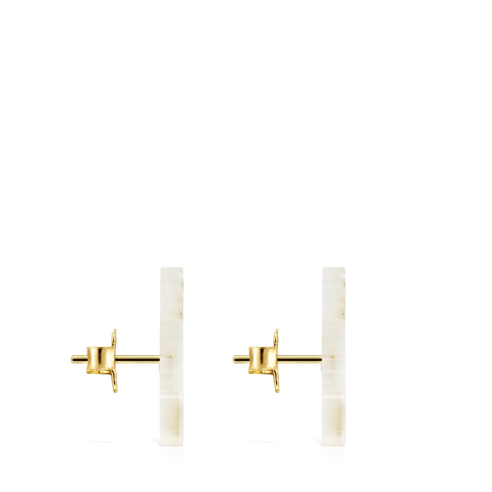 Gold San Valentín arrow Earrings with Mother-of-pearl image number 1