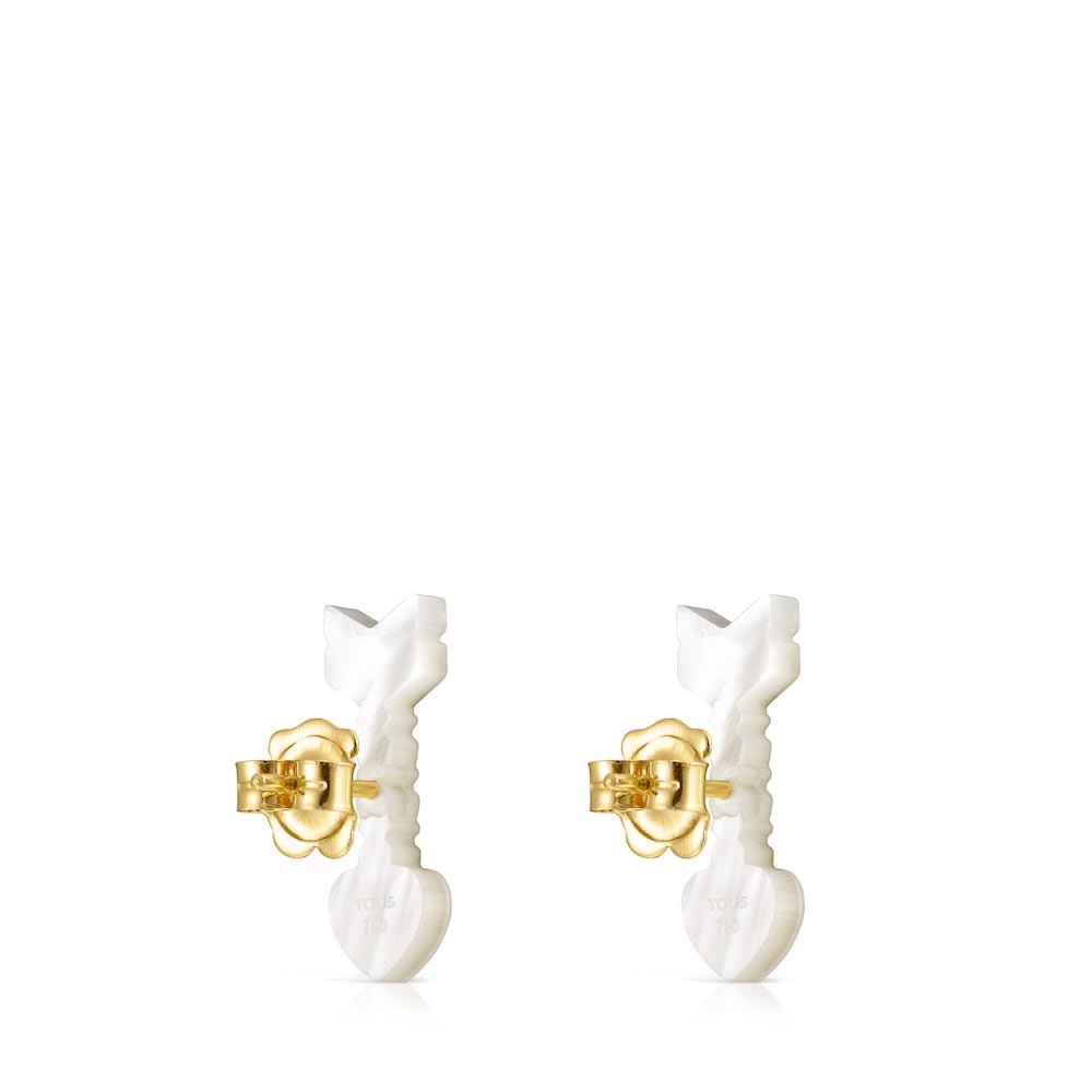 Gold San Valentín arrow Earrings with Mother-of-pearl image number 2