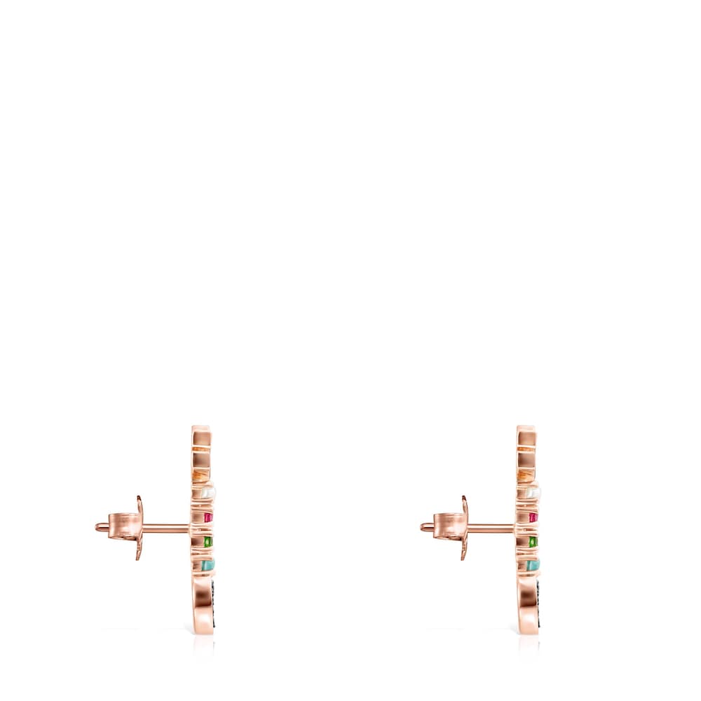 San Valent&iacute;n arrow Earrings in Rose 18K gold vermeil with Gemstones