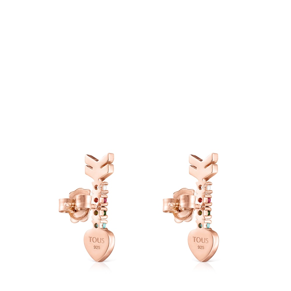 San Valent&iacute;n arrow Earrings in Rose 18K gold vermeil with Gemstones