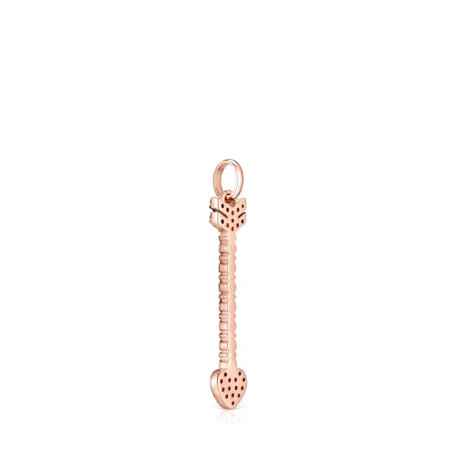 San Valentín arrow Pendant in Rose Silver Vermeil with Ruby and Spinel