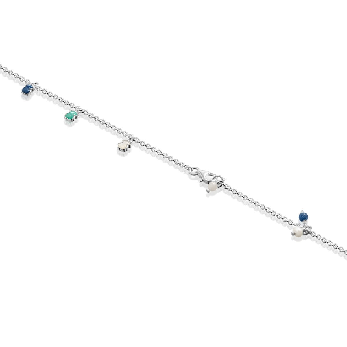 Mini Color Anklet in Silver with Gemstones and Pearl