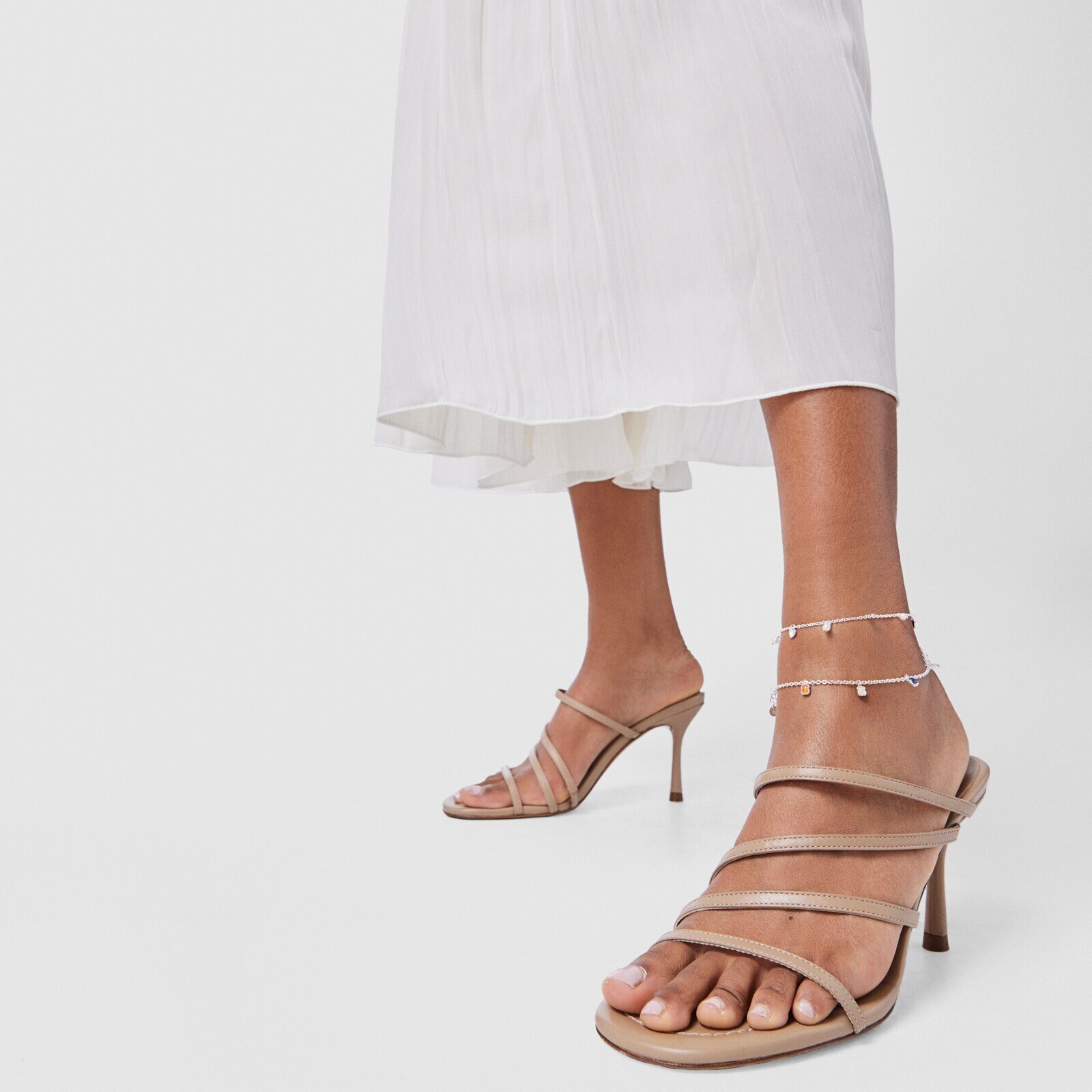 Mini Color Anklet in Silver with Gemstones and Pearl