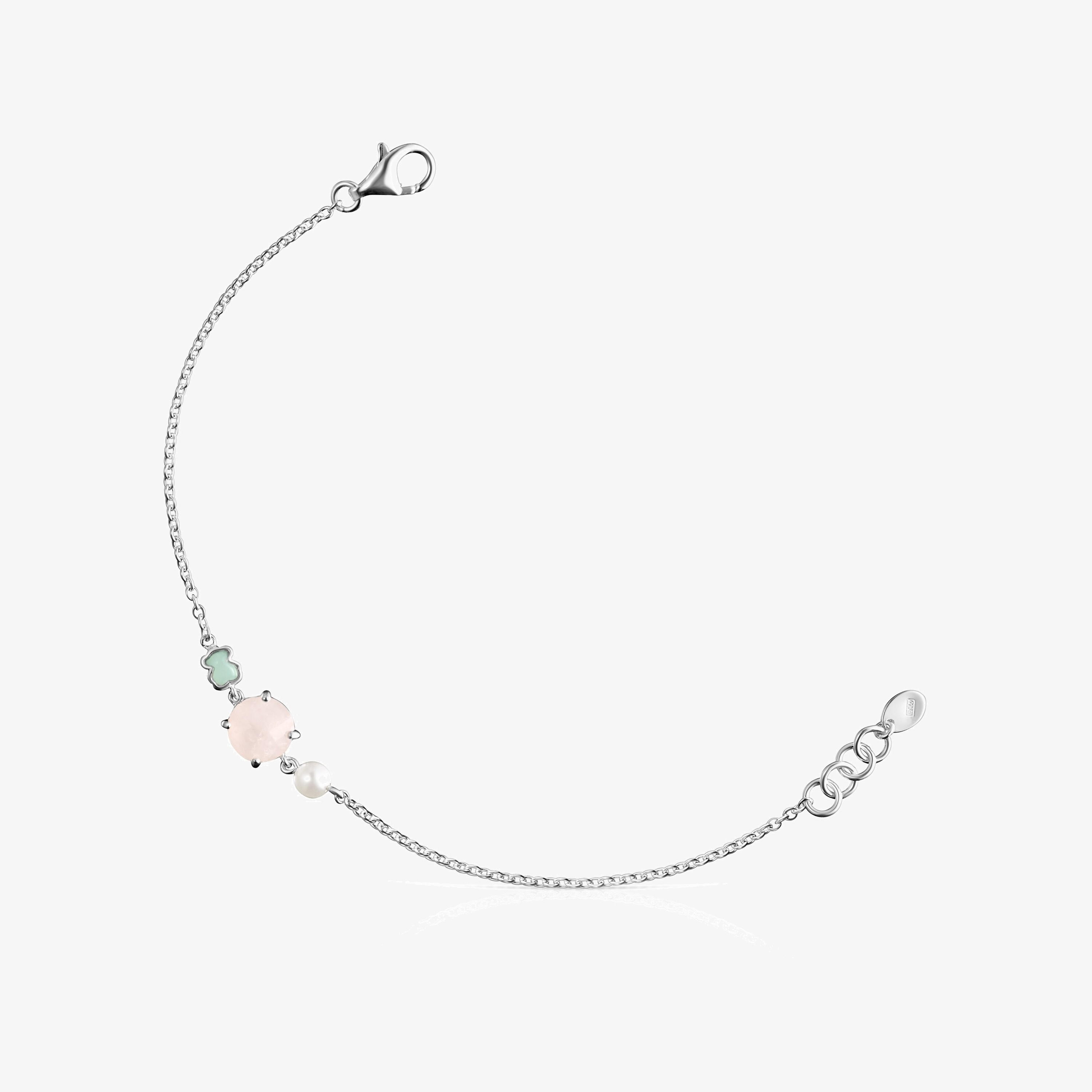 Mini Color Bracelet in Silver with Pink Quartz, Amazonite and Pearl