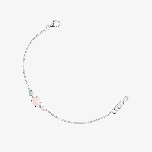 Mini Color Bracelet in Silver with Pink Quartz, Amazonite and Pearl