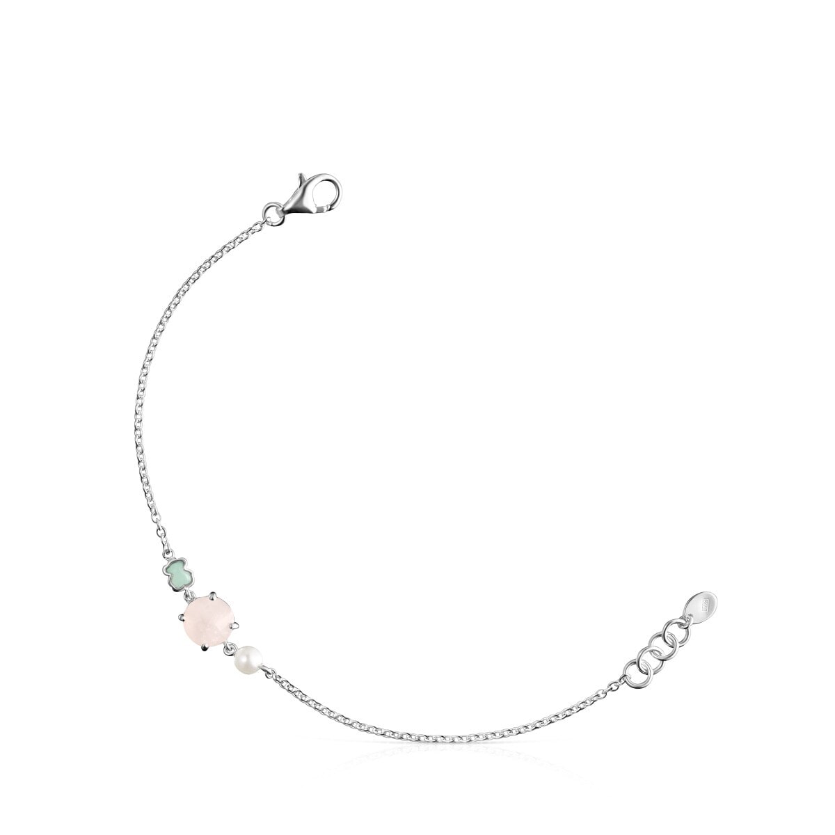 Mini Color Bracelet in Silver with Pink Quartz, Amazonite and Pearl