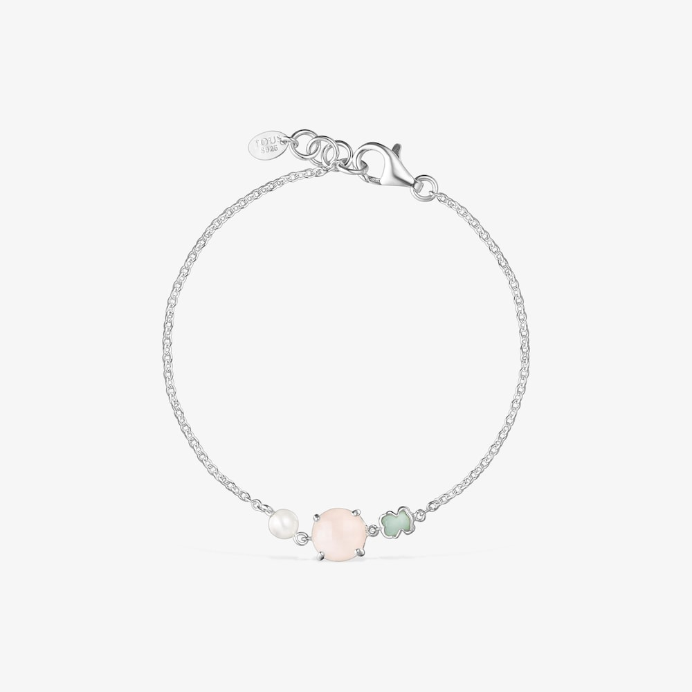Mini Color Bracelet in Silver with Pink Quartz, Amazonite and Pearl