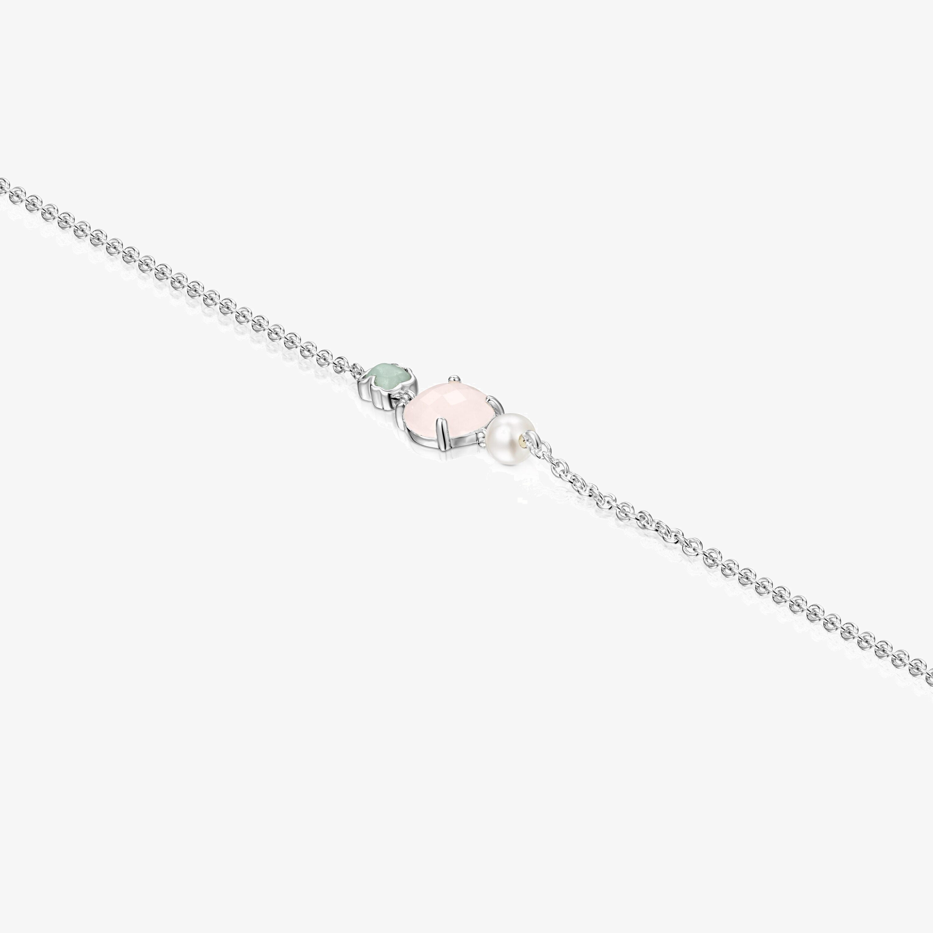 Mini Color Bracelet in Silver with Pink Quartz, Amazonite and Pearl