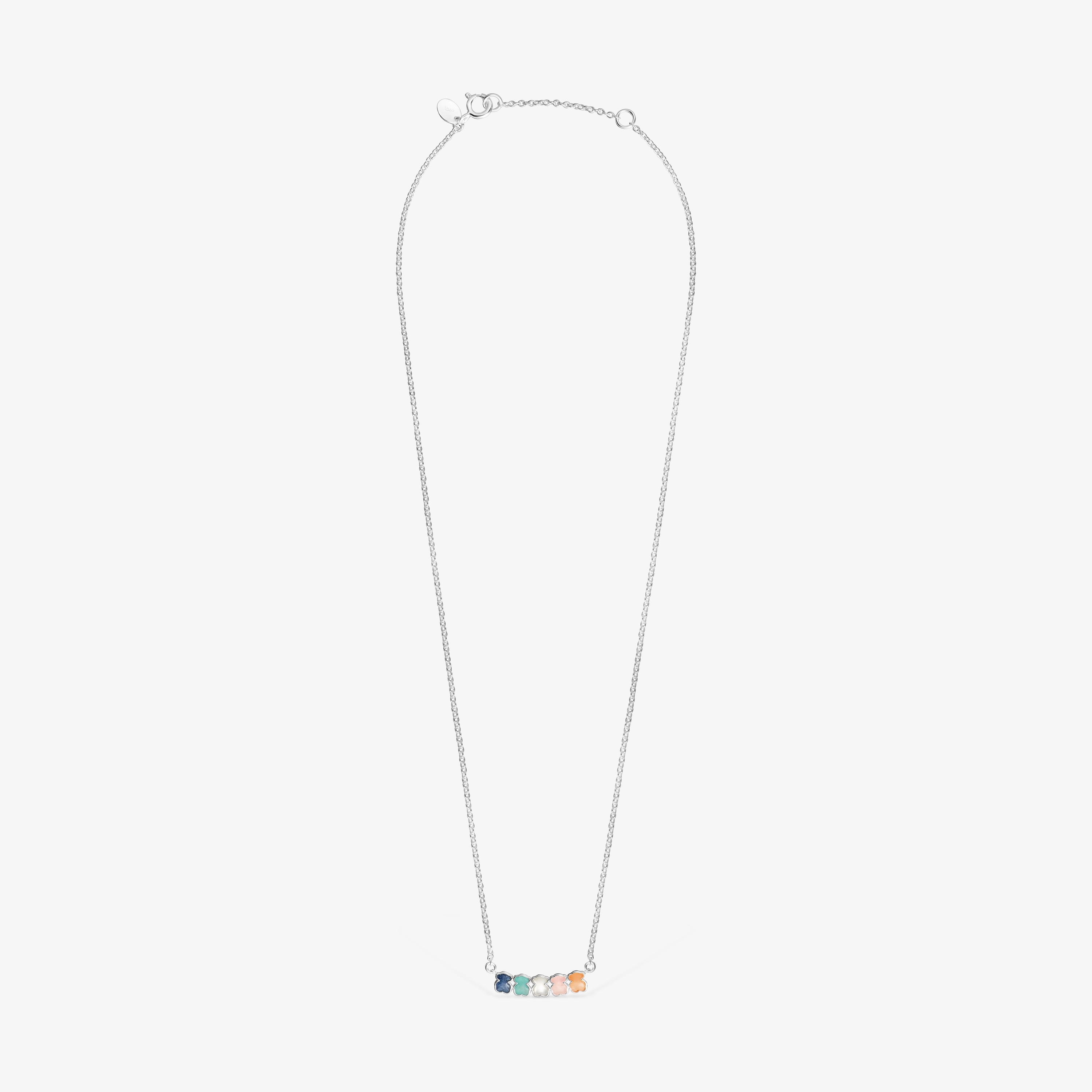 Mini Color Necklace in Silver with Gems