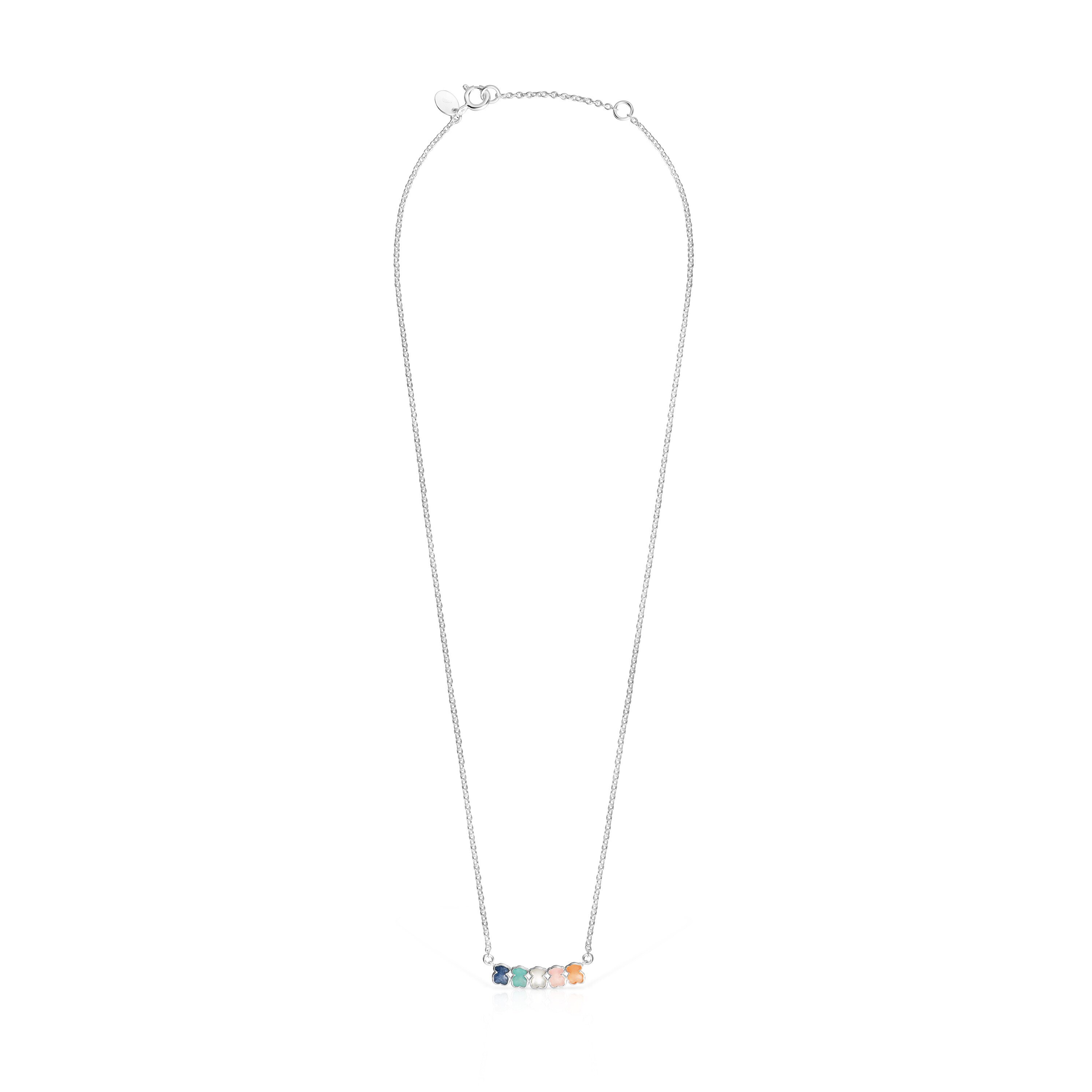 Mini Color Necklace in Silver with Gems