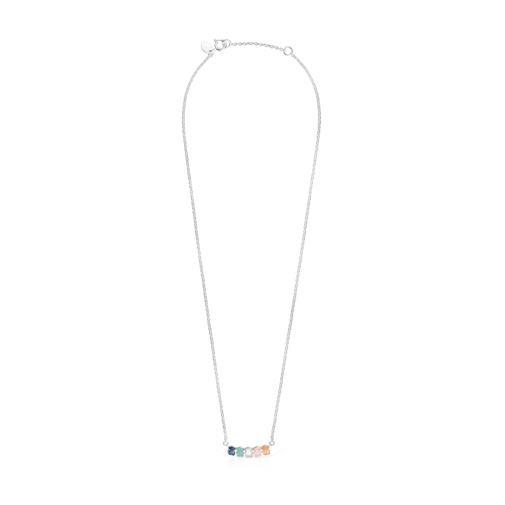 Mini Color Necklace in Silver with Gems