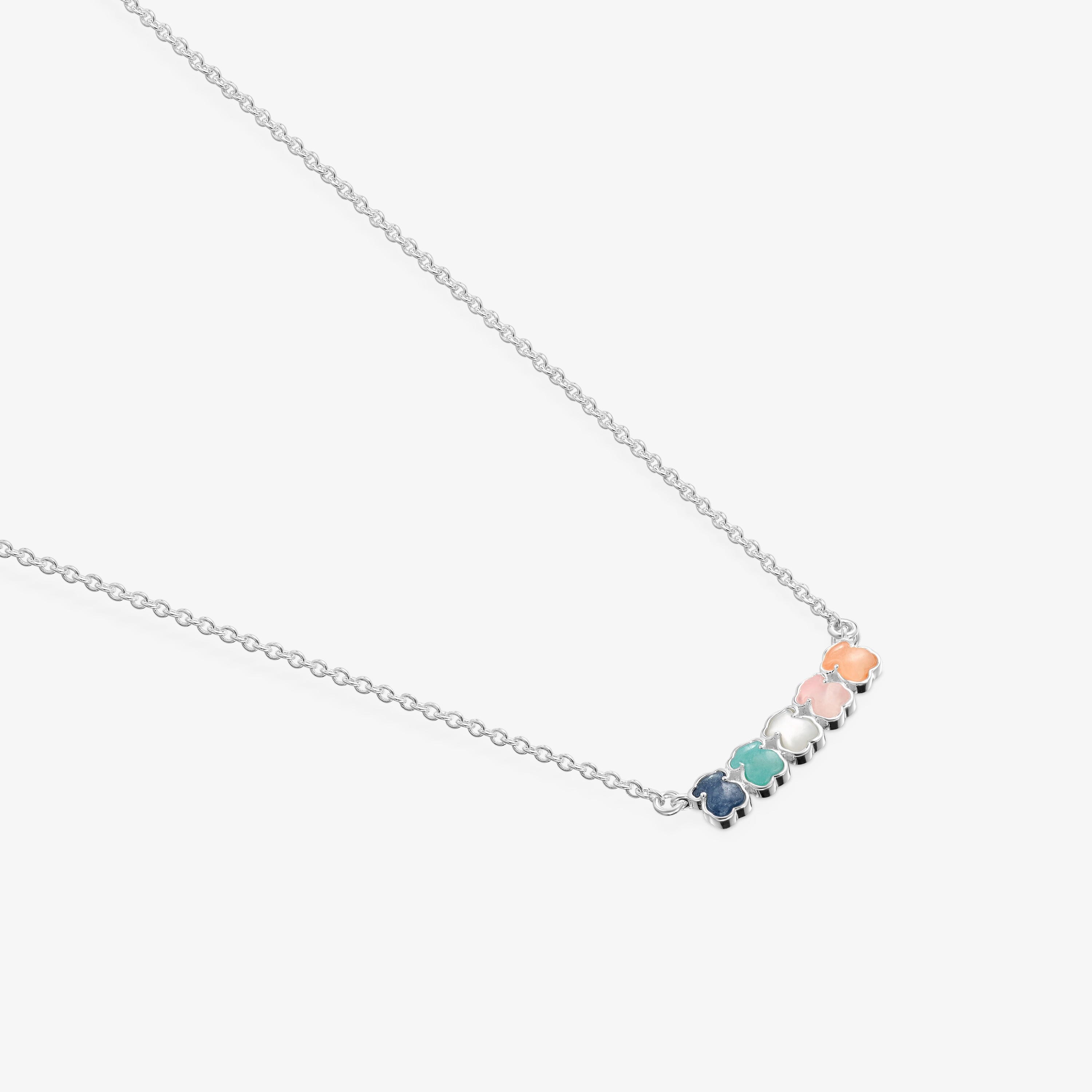 Mini Color Necklace in Silver with Gems