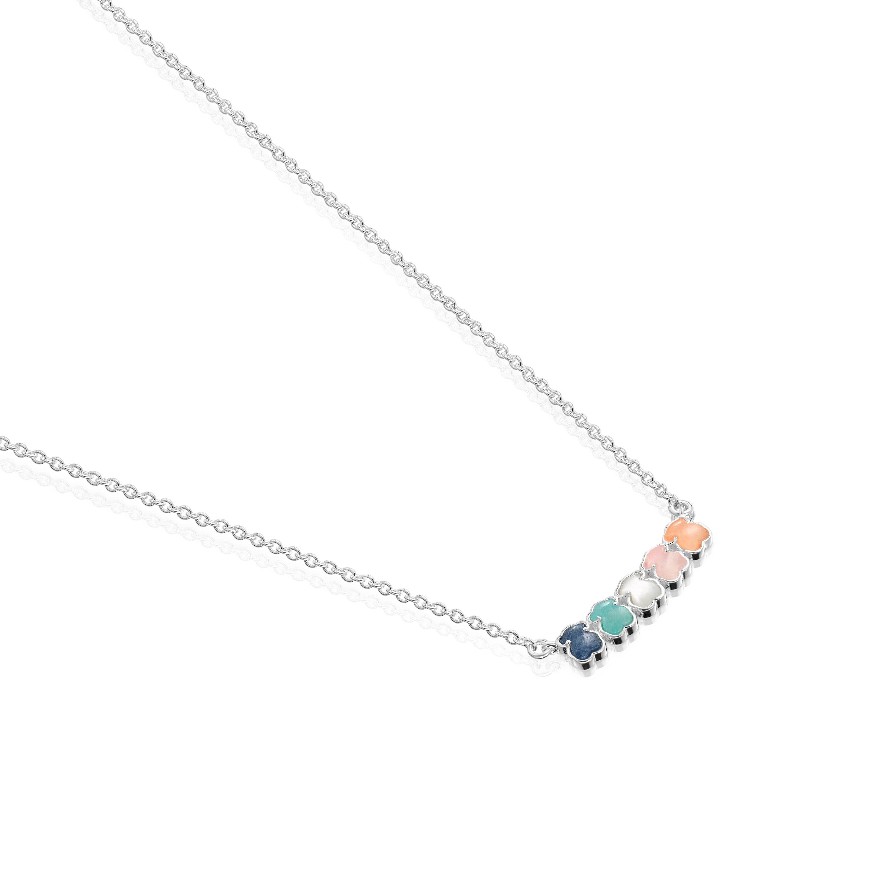 Mini Color Necklace in Silver with Gems