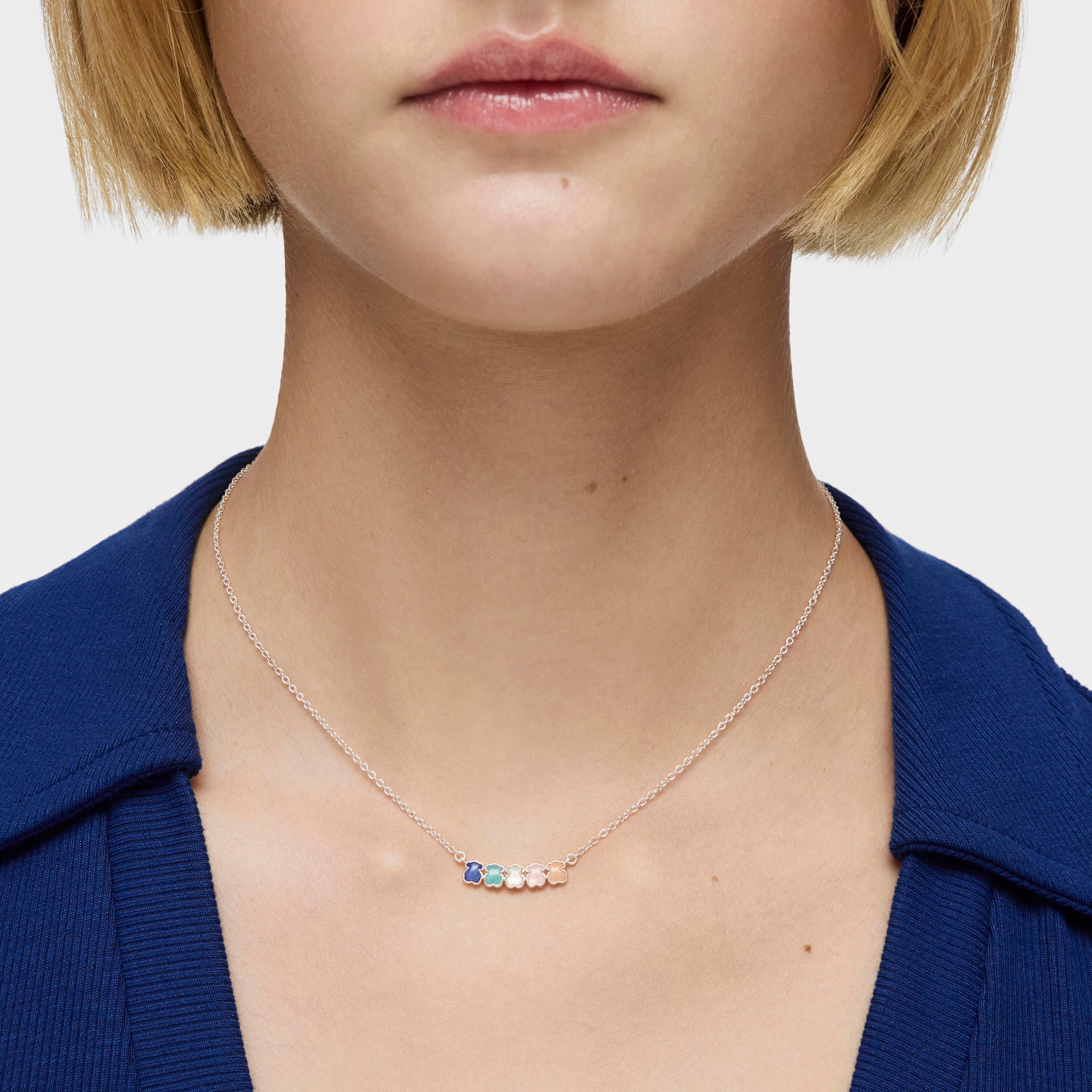 【ROAJU】mini grain necklace ★ BTS 愛用★silver925★ Mini Color Necklace in Silver with Gems | TOUS