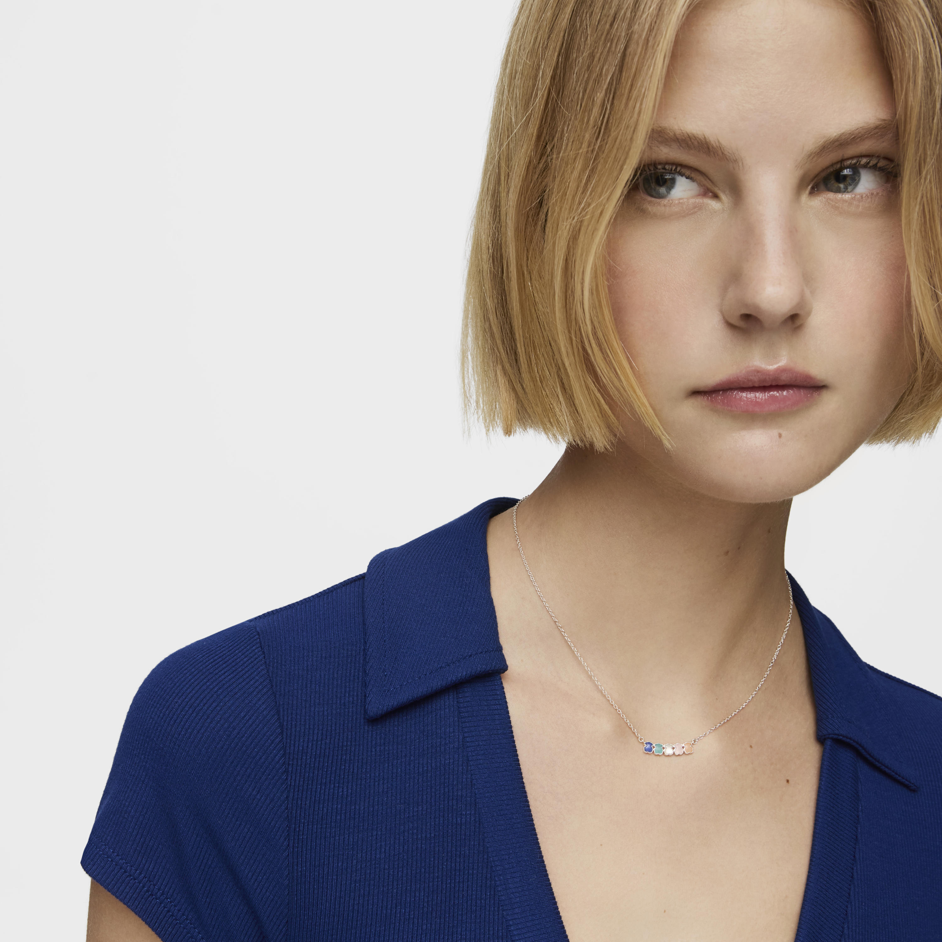 Mini Color Necklace in Silver with Gems