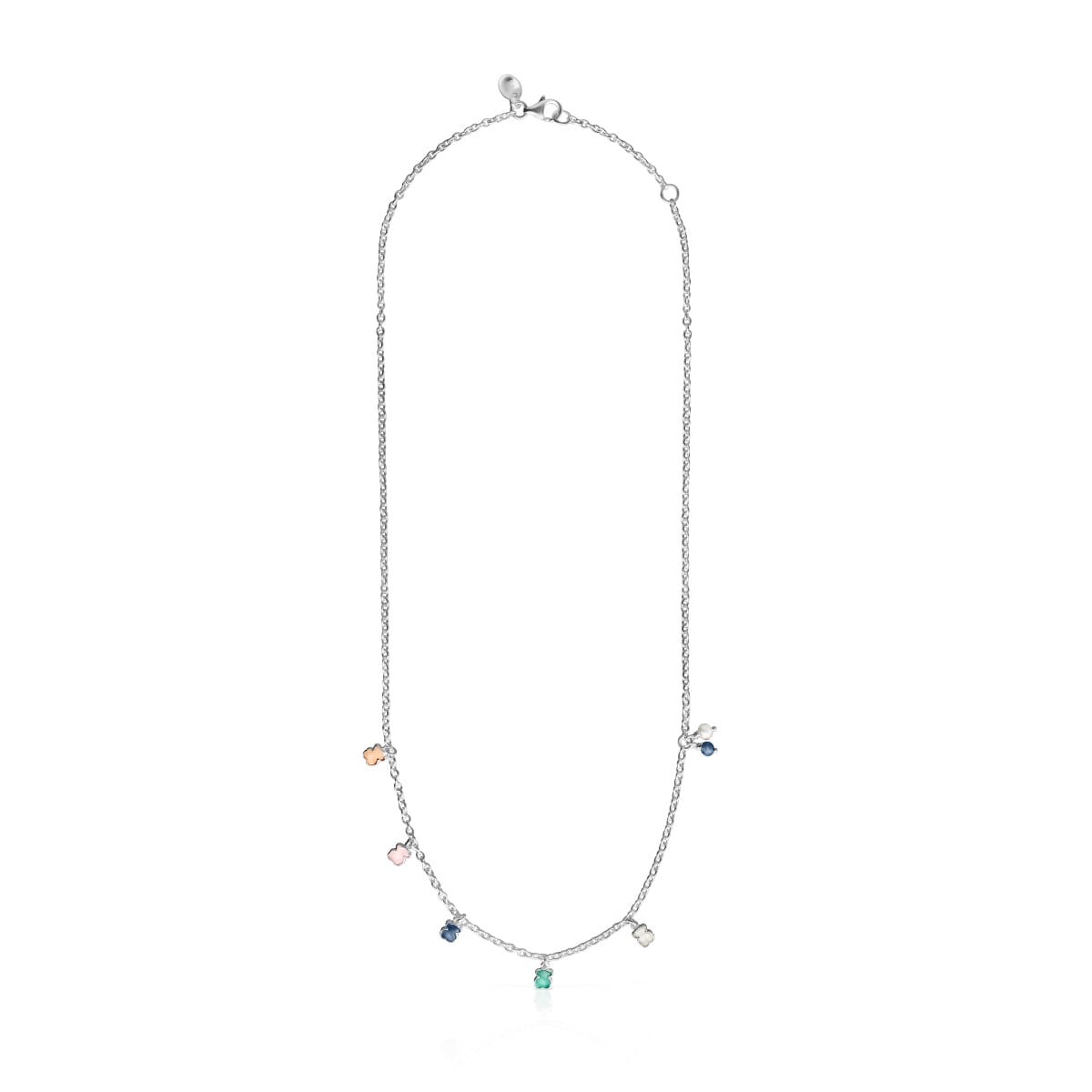 Mini Color Necklace in Silver with Gemstones and Pearl
