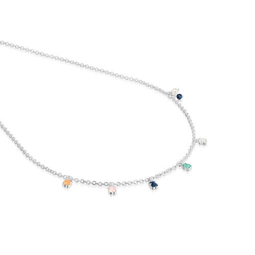 Collar de plata con gemas y perla Mini Color