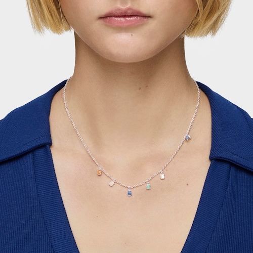 Collar de plata con gemas y perla Mini Color