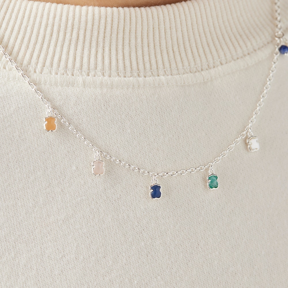 Collar de plata con gemas y perla Mini Color Collar de plata con gemas y perla Mini Color