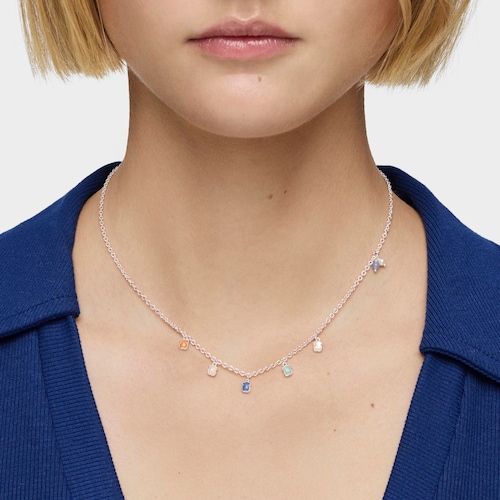 Collar de plata con gemas y perla Mini Color