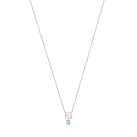 Collar de plata con cuarzo rosa y amazonita Mini Color