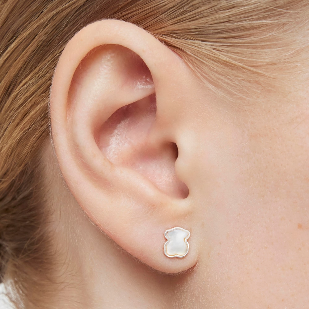 Pendientes de plata y n&aacute;car 0,7cm. TOUS Color